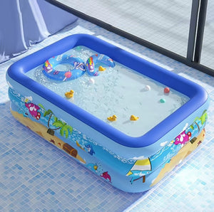 🌞 Piscina Inflable Rectangular para Niños 🏊‍♂️🌊 - 180 cm X 3 anillos