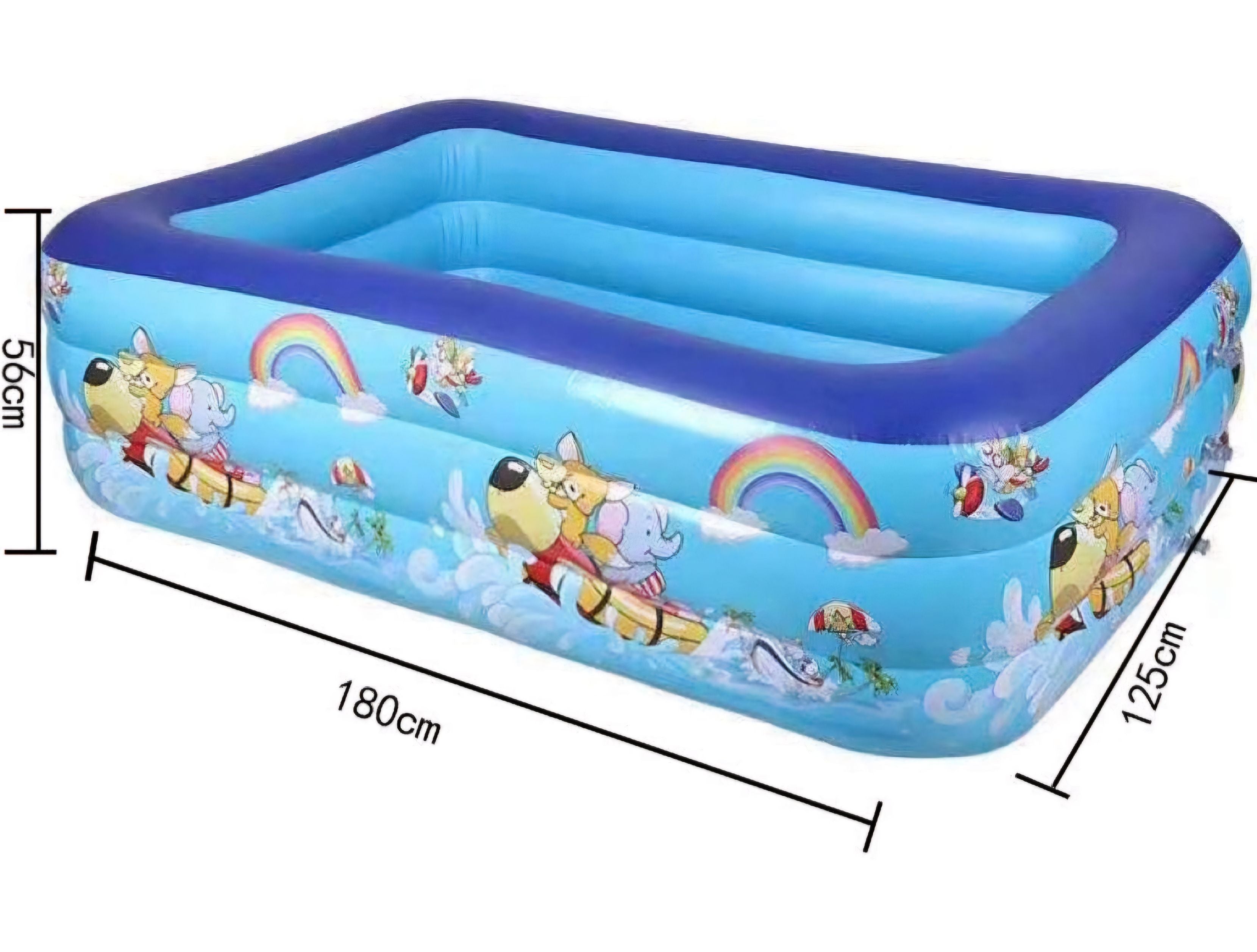 🌞 Piscina Inflable Rectangular para Niños 🏊‍♂️🌊 - 180 cm X 3 anillos